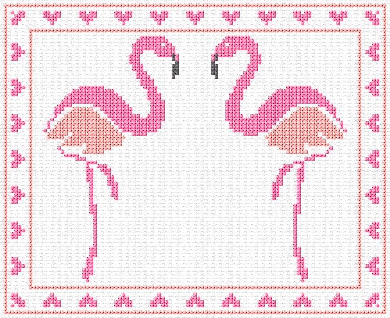 Flamingos free cross-stitch pattern
