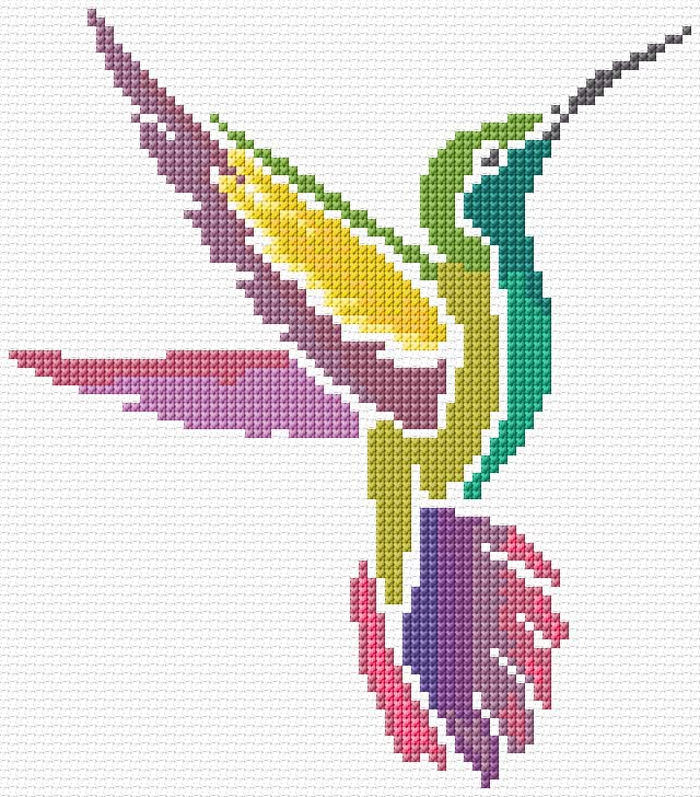 Humminbird free cross-stitch pattern