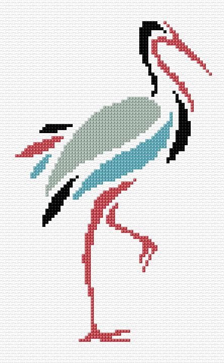 Heron free cross-stitch pattern