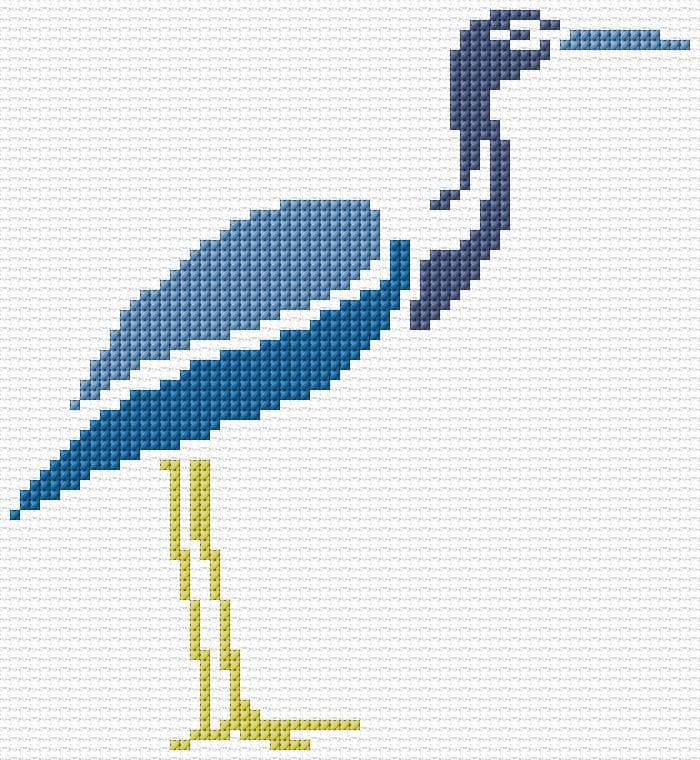 Heron free cross-stitch pattern