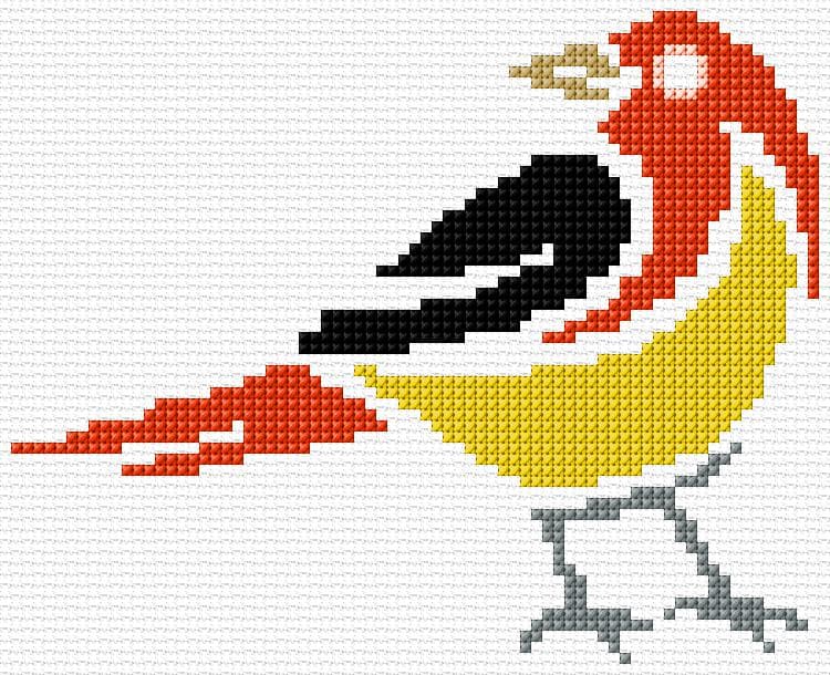 Bird free cross-stitch pattern