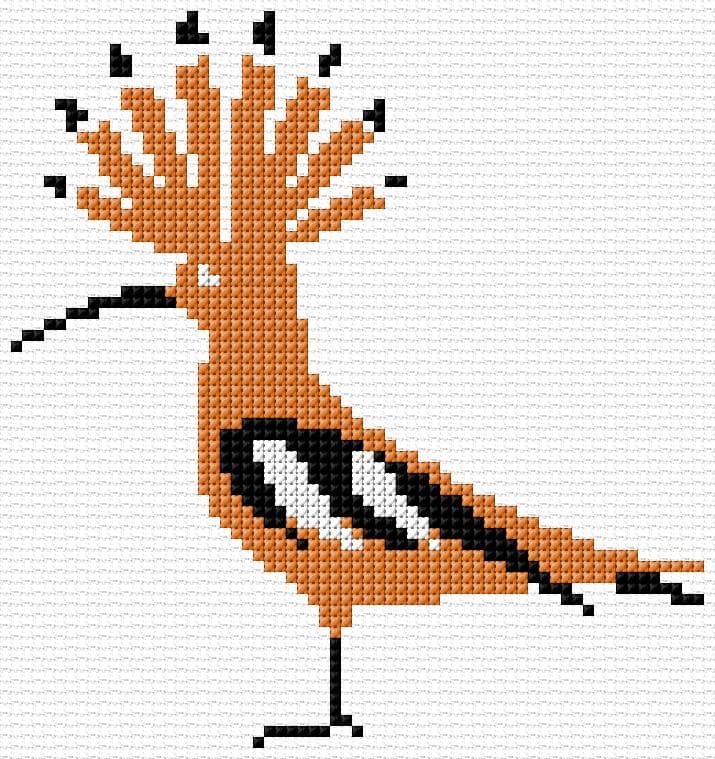 Hoopoe free cross-stitch pattern