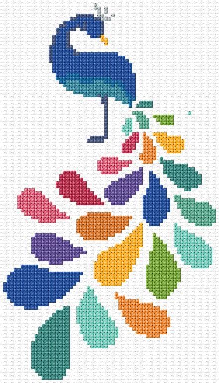 Peacock free cross-stitch pattern