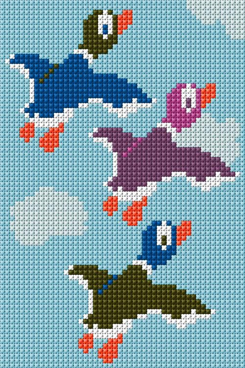 Migratory Ducks free cross-stitch pattern