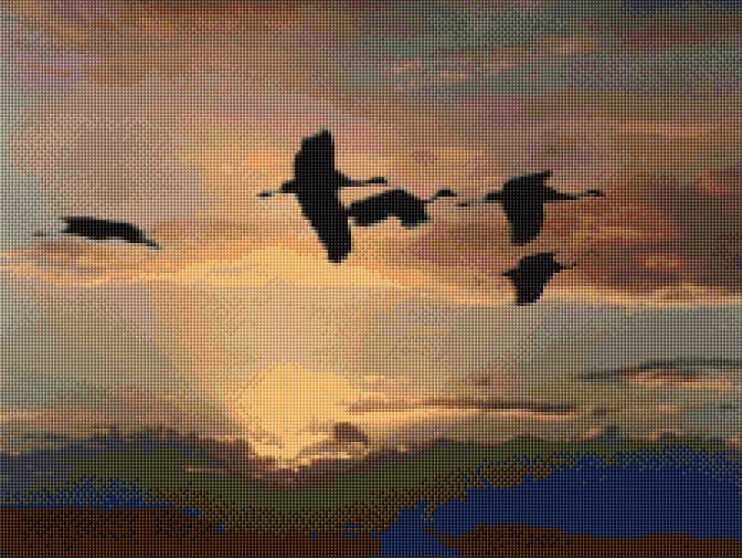 Flying Cranes free cross-stitch pattern