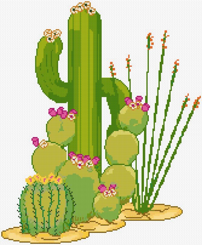 Cacti free cross-stitch pattern