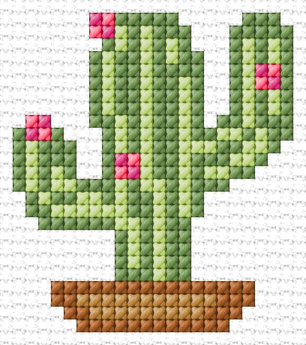 Cactus free cross-stitch pattern