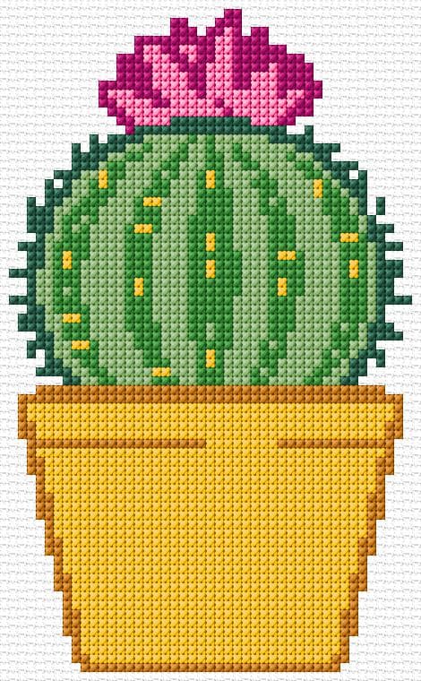 Blooming Cactus free cross-stitch pattern