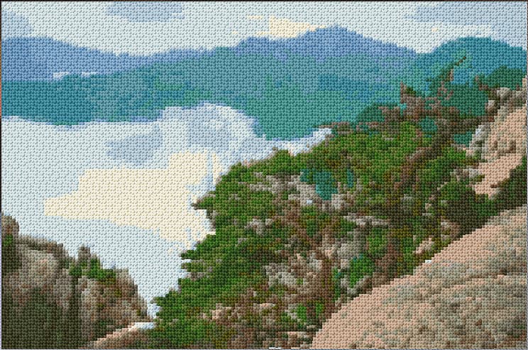 Seorak Mountain free cross-stitch pattern